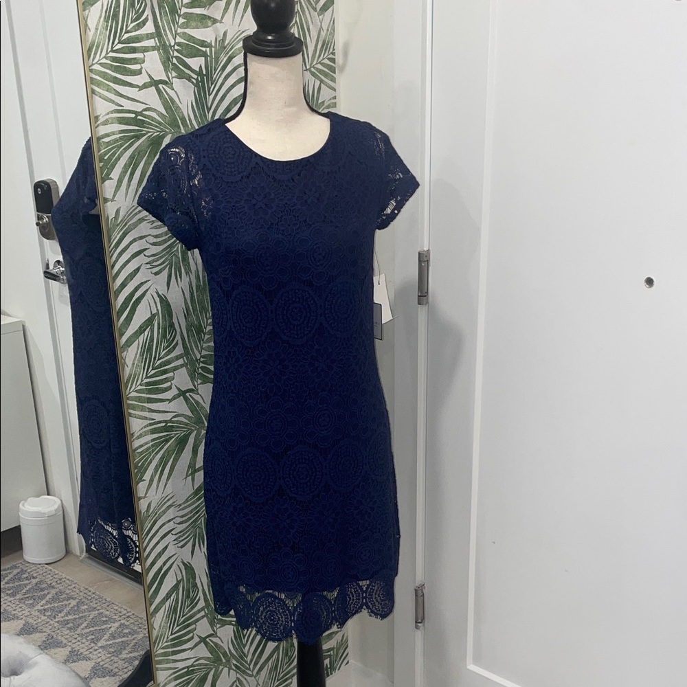 Laundry By Shelli Segal Navy Lace Mini Dress